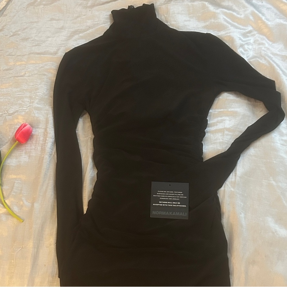 Norma Kamali Elegant Black Long Sleeve turtle neck Dress